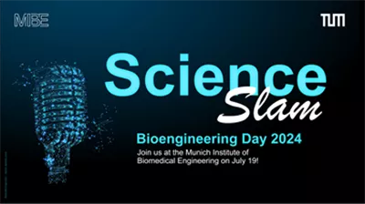 Poster mit Mikrofon: Bioengineering Day 2024 - Bio Science Slam